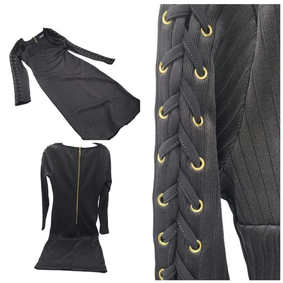 Jennifer Lopez Midnight Romance Lace Up Sleeve Dress Sz 4 - Picture 1 of 12